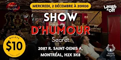 MERCREDI Soirée Standup Pro | Comedy Show Secret à Montréal (FRANÇAIS)
