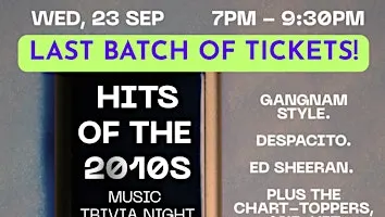 Hits of the 2010s Music Trivia Night!  - 3RD NIGHT @ The Aftermath, Central