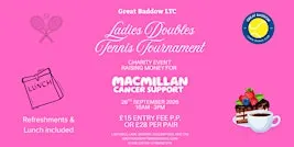 Ladies Doubles Tennis Tournament - Raising money for Macmillan!