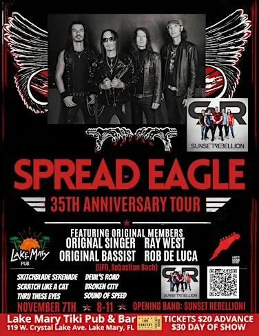 SPREAD EAGLE Band & SUNSET REBELLION debuts at Lake Mary Pub & Tiki Bar