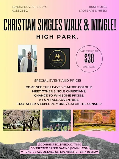 Christian Singles 'Walk N Mingle' - High Park - Sun. Nov. 1st (3-6pm).