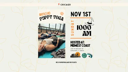 Barks & Brews Halloween: Rescue Puppy Yoga at Midwest Coast Brewing