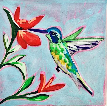 Mini-canvas Hummingbird sip and paint