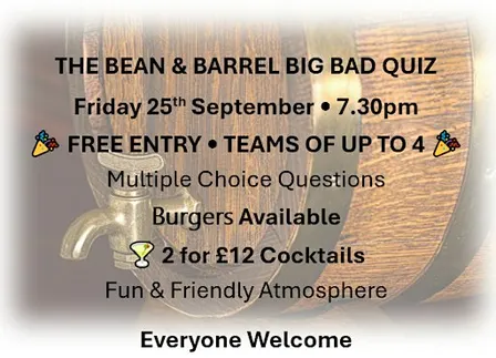 TEST The Bean & Barrel Big Bad Quiz - 7.30pm September 25th 2026 TEST