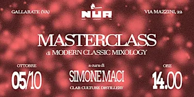 NUR BAR PRESENTA:  MASTERCLASS MIXOLOGY A CURA DI SIMONE MACI