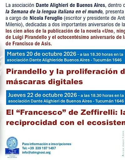 Conferencias sobre PIRANDELLO y SAN FRANCISCO de NICOLA FERUGLIO