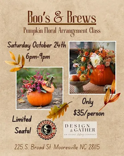 Boo's & Brews Pumpkin Floral Arrangement Class
