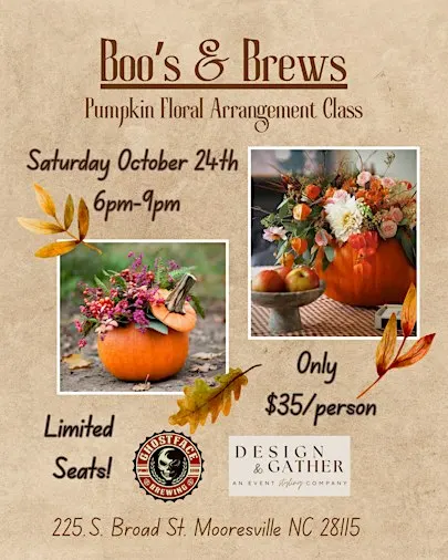 Boo's & Brews Pumpkin Floral Arrangement Class