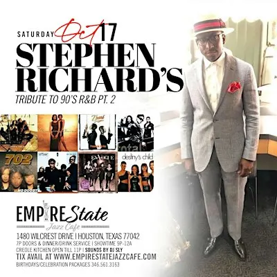 Stephen Richard 90’s R&B Tribute Pt. 2 Saturday 10/17