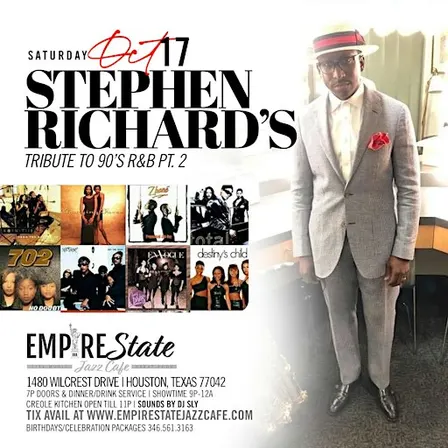 Stephen Richard 90’s R&B Tribute Pt. 2 Saturday 10/17