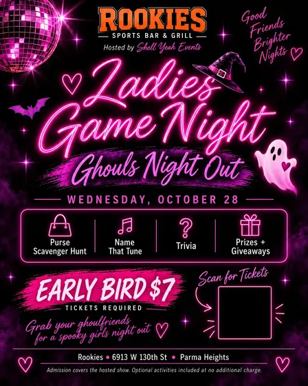 Ladies Game Night  Ghouls Night Out I Rookies in Parma Heights