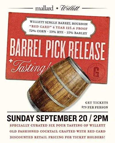 Willett Single Barrel Release + Rare Whiskey Tasting at Mallard