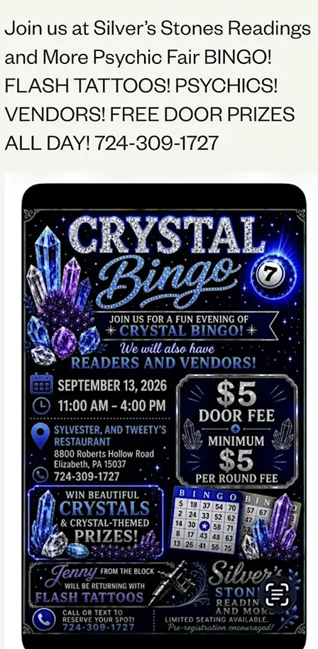 Silver’s Stones Magical monthly Psychic fair