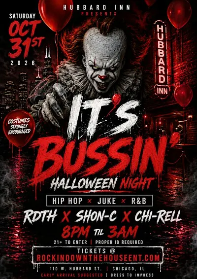 It’s Bussin’ Halloween Costume Party Juke Vs Hip Hop (Chicago) Hubbard Inn