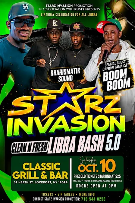 STARZ INVASION - Libra Bash 5.0 with BOOM BOOM live from Jamaica