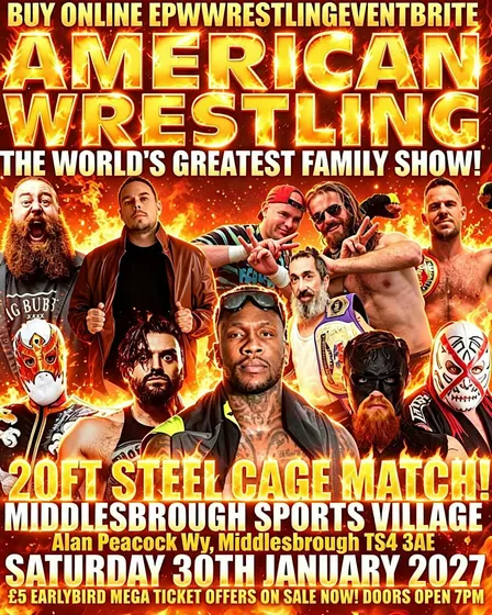 AMERICAN WRESTLING MIDDLESBROUGH 20FT STEEL CAGE!