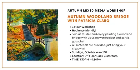 Autumn Mixed Media Workshop: Autumn Woodland Bridge Painting