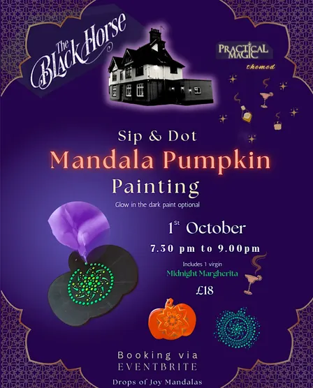 Mandala Pumpkin Painting -The Black Horse