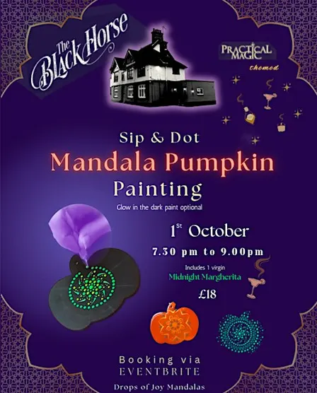 Mandala Pumpkin Painting -The Black Horse