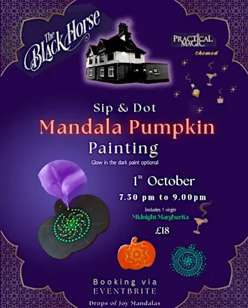 Mandala Pumpkin Painting -The Black Horse