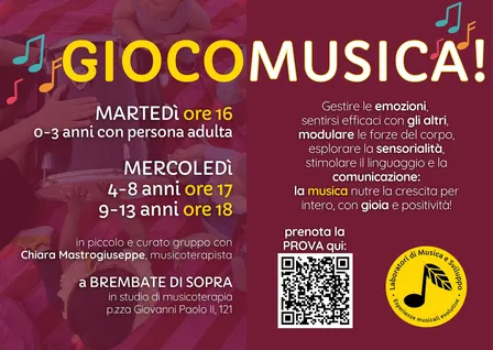 PROVA GIOCOMUSICA 0-3 anni + persona adulta