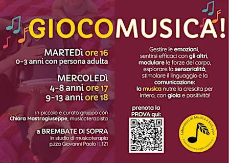 PROVA GIOCOMUSICA 0-3 anni + persona adulta
