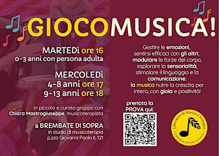 PROVA GIOCOMUSICA 0-3 anni + persona adulta