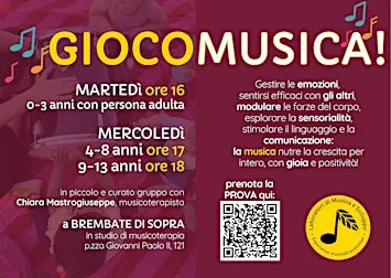 PROVA GIOCOMUSICA 0-3 anni + persona adulta