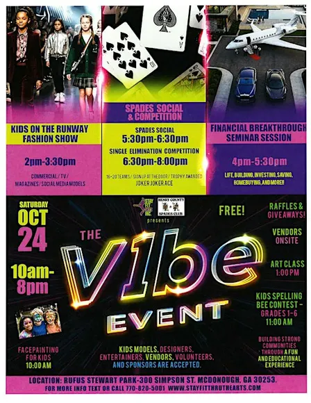 Kids Fashion Show/ Spelling Bee, Financial Session, and Spades Competition