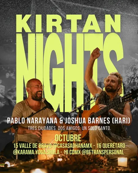 CDMX KIRTAN DOMINGO 18 DE OCTUBRE CON PABLO NARAYANA Y JOSHUA BARNES