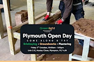 Greenlight Plymouth Open Day (Bricklaying, Groundworks & Plastering)