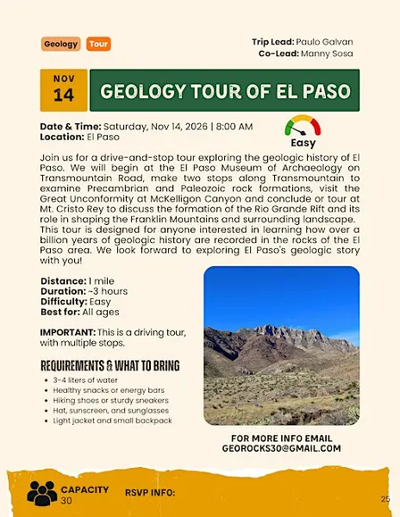 Geology Tour of El Paso