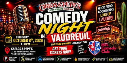 Comedy Night in Vaudreuil – October 8th, 2026 | Live Stand-Up Comedy