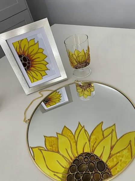 Faux Stained Glass Sunflower
