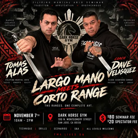 Sword and Knife Fighting Seminar Largo Mano & Corto Range