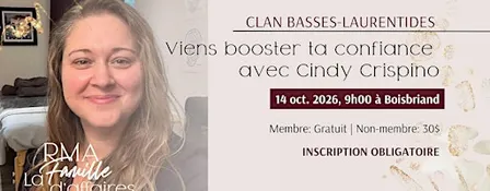 Viens booster ta confiance avec Cindy Crispino - Clan Basses-Laurentides