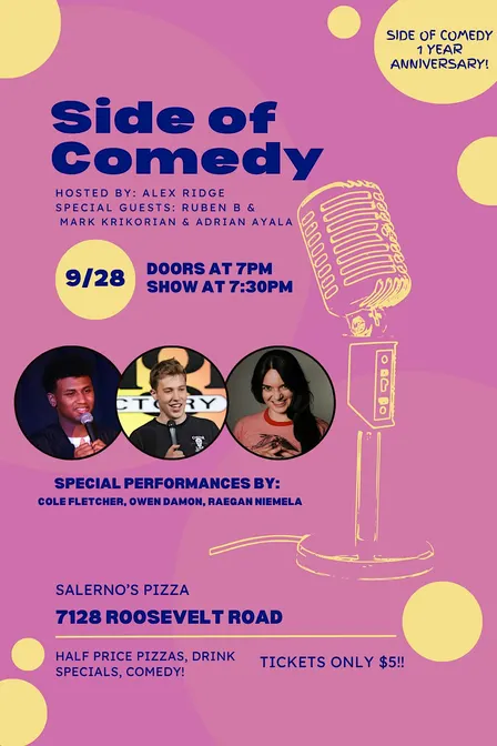 September 2026: A Side of Comedy: Salerno's Pizza & Pasta of Oak Park