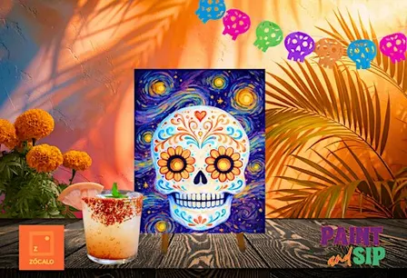 Van Gogh Sugar Skull Paint & Sip at Zócalo Food Park!