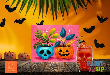 Spooky Bloom Paint & Sip at Zócalo Food Park!