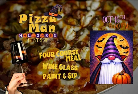 Halloween at Pizza Man Four Course Wine and Paint
