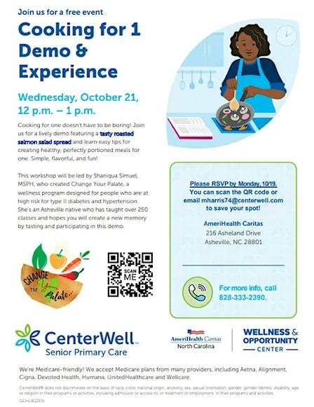 Cooking for 1 Demo & Experience w/ Shaniqua Simuel & CenterWell @ACNC