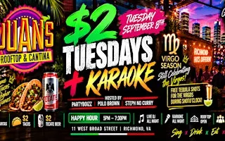 $2 Tuesdays + Karaoke at Juan’s Rooftop & Cantina