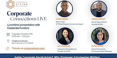 Corporate Connections LIVE  *San Francisco* - lunch with corporate funders