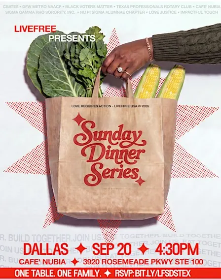 LOVE FREE Sunday Dinner Sept 20th (Registration Required)