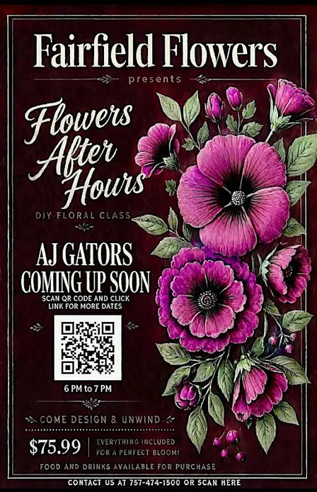DIY FLORAL DESIGN CLASS AT AJ GATORS FAIRFIELD