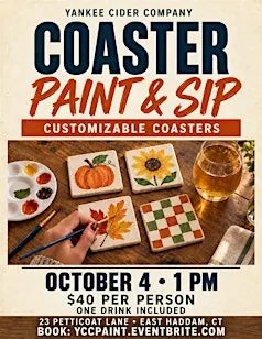 Customizable Coaster Paint & Sip at Yankee Cider Company