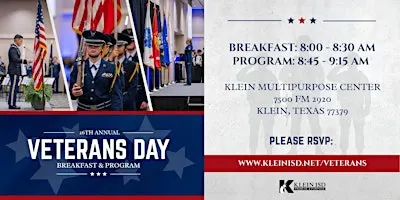 26th Annual Klein ISD Veterans Day Breakfast & Program