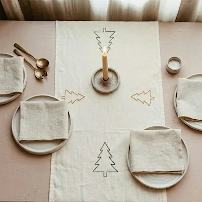 Festive Stitching: Hand-Embroidered Christmas Table Runner
