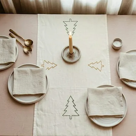 Festive Stitching: Hand-Embroidered Christmas Table Runner