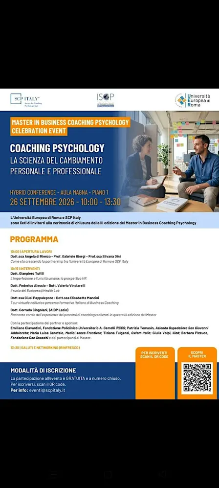 Evento di Celebrazione di fine Master in Business Coaching Psychology